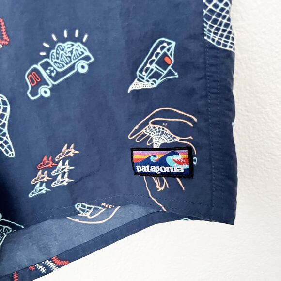 [Patagonia] Tidepool Blue Clean Currents Men's Wavefarer Boardshorts Surf Sz 32 - Picture 9 of 12